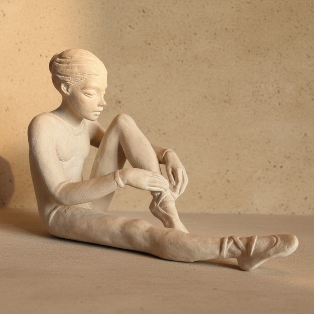 Austin Productions Seated Ballerina Tying Pointe Shoe Sculpture-Ballet Art-Dance